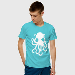 Футболка хлопковая мужская Кракен-осьминог цвета бирюзовый — фото 2