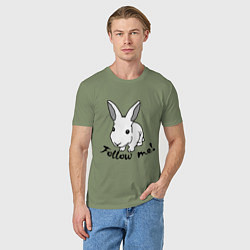 Футболка хлопковая мужская Rabbit: follow me, цвет: авокадо — фото 2