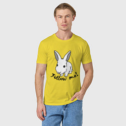 Футболка хлопковая мужская Rabbit: follow me, цвет: желтый — фото 2