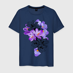 Футболка хлопковая мужская Krokus Flower, цвет: тёмно-синий