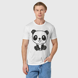 Футболка хлопковая мужская Малыш панда, цвет: белый — фото 2