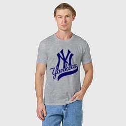 Футболка хлопковая мужская NY - Yankees, цвет: меланж — фото 2