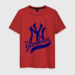 Футболка хлопковая мужская NY - Yankees, цвет: красный