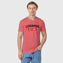 Футболка хлопковая мужская FC Liverpool Est. 1892, цвет: коралловый — фото 2