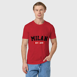 Футболка хлопковая мужская FC Milan Est. 1899, цвет: красный — фото 2