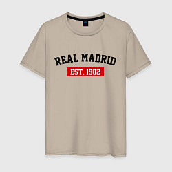 Футболка хлопковая мужская FC Real Madrid Est. 1902, цвет: миндальный