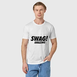 Футболка хлопковая мужская Swag Amazing, цвет: белый — фото 2