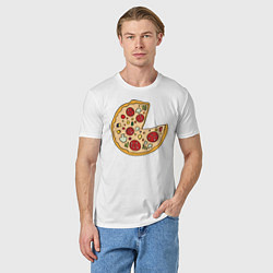 Футболка хлопковая мужская Пицца парная, цвет: белый — фото 2