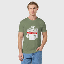 Футболка хлопковая мужская WAIFU MATERIAL, цвет: авокадо — фото 2