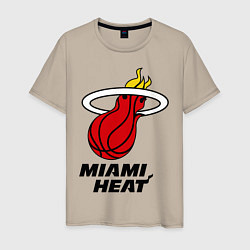 Футболка хлопковая мужская Miami Heat-logo, цвет: миндальный