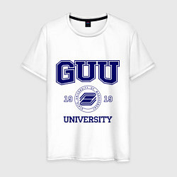 Футболка хлопковая мужская GUU University, цвет: белый