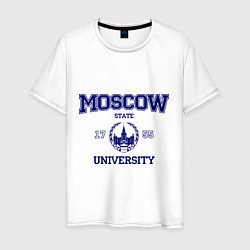 Футболка хлопковая мужская MGU Moscow University, цвет: белый