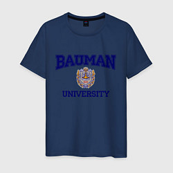 Футболка хлопковая мужская BAUMAN University, цвет: тёмно-синий