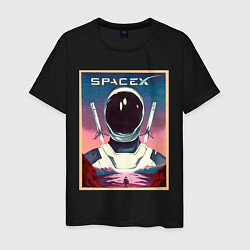 Футболка хлопковая мужская SpaceX: Astronaut, цвет: черный