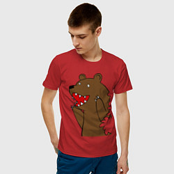 Футболка хлопковая мужская Медведь цензурный, цвет: красный — фото 2