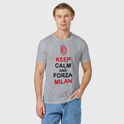 Футболка хлопковая мужская Keep Calm & Forza Milan, цвет: меланж — фото 2