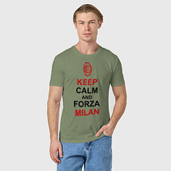 Футболка хлопковая мужская Keep Calm & Forza Milan, цвет: авокадо — фото 2