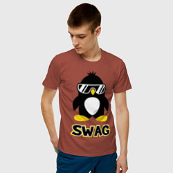 Футболка хлопковая мужская SWAG Penguin цвета кирпичный — фото 2