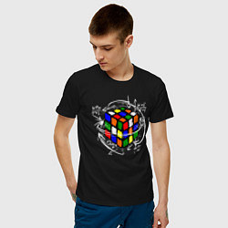 Футболка хлопковая мужская Кубик Рубика цвета черный — фото 2