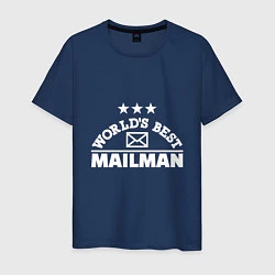 Футболка хлопковая мужская World's Best Mailman, цвет: тёмно-синий