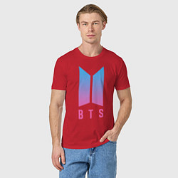 Футболка хлопковая мужская BTS: Neon Jung Kook, цвет: красный — фото 2