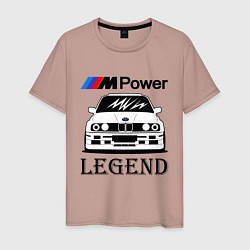 Футболка хлопковая мужская BMW Power LEGEND, цвет: пыльно-розовый