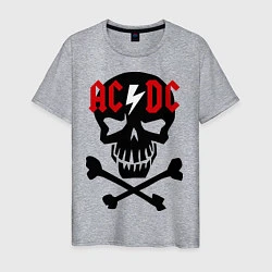 Футболка хлопковая мужская AC/DC Skull, цвет: меланж