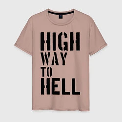 Футболка хлопковая мужская High way to hell, цвет: пыльно-розовый