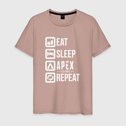 Футболка хлопковая мужская Eat, Sleep, Apex, Repeat, цвет: пыльно-розовый