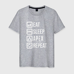 Футболка хлопковая мужская Eat, Sleep, Apex, Repeat, цвет: меланж