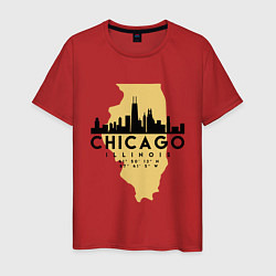 Футболка хлопковая мужская Чикаго - США, цвет: красный