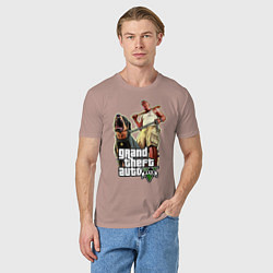 Футболка хлопковая мужская GTA 5: Man & Dog, цвет: пыльно-розовый — фото 2