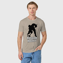 Футболка хлопковая мужская Russian Black Hockey, цвет: миндальный — фото 2