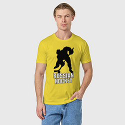 Футболка хлопковая мужская Russian Black Hockey, цвет: желтый — фото 2