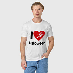 Футболка хлопковая мужская I love halloween (Я люблю хэллоуин), цвет: белый — фото 2