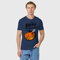 Футболка хлопковая мужская Happy halloween, цвет: тёмно-синий — фото 2
