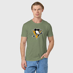 Футболка хлопковая мужская Pittsburgh Penguins: Evgeni Malkin, цвет: авокадо — фото 2
