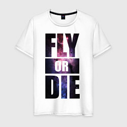 Футболка хлопковая мужская Fly or Die: Space, цвет: белый