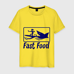 Футболка хлопковая мужская Shark fast food, цвет: желтый