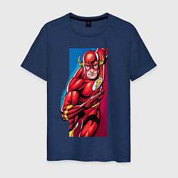 Футболка хлопковая мужская Flash, Justice League, цвет: тёмно-синий