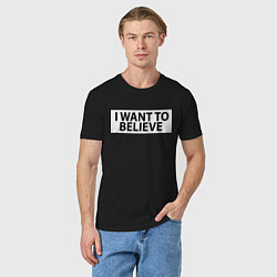 Футболка хлопковая мужская I WANT TO BELIEVE НА СПИНЕ, цвет: черный — фото 2