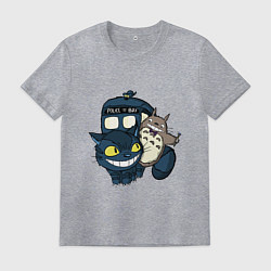 Футболка хлопковая мужская Tardis Totoro, цвет: меланж