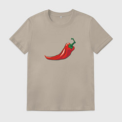 Футболка хлопковая мужская Перец Чили, цвет: миндальный