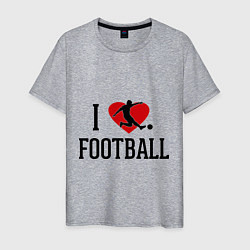 Футболка хлопковая мужская I love football, цвет: меланж