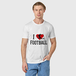 Футболка хлопковая мужская I love football, цвет: белый — фото 2