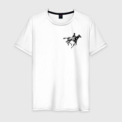 Футболка хлопковая мужская Всадник на коне, цвет: белый
