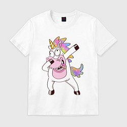 Футболка хлопковая мужская Dabbing Unicorn, цвет: белый