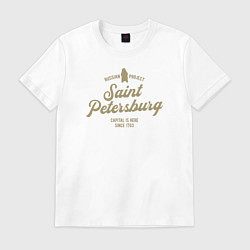 Футболка хлопковая мужская Санкт-Петербург Gold Classic, цвет: белый
