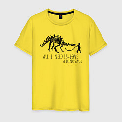 Футболка хлопковая мужская All a need is dinosaur, цвет: желтый