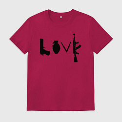 Футболка хлопковая мужская Banksy LOVE, цвет: маджента